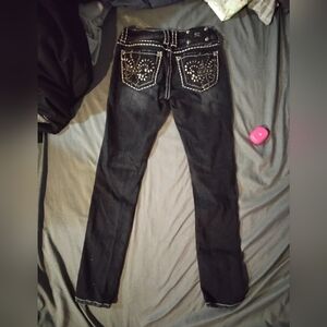 Miss Me Dark Wash Jeans with Silver Embellishments